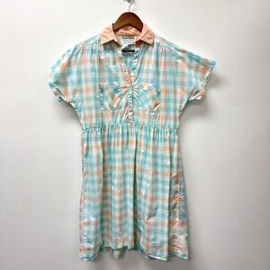 Vintage Diane Von‎ Furstenberg Cotton Pastel Gingham Shirt Dress M